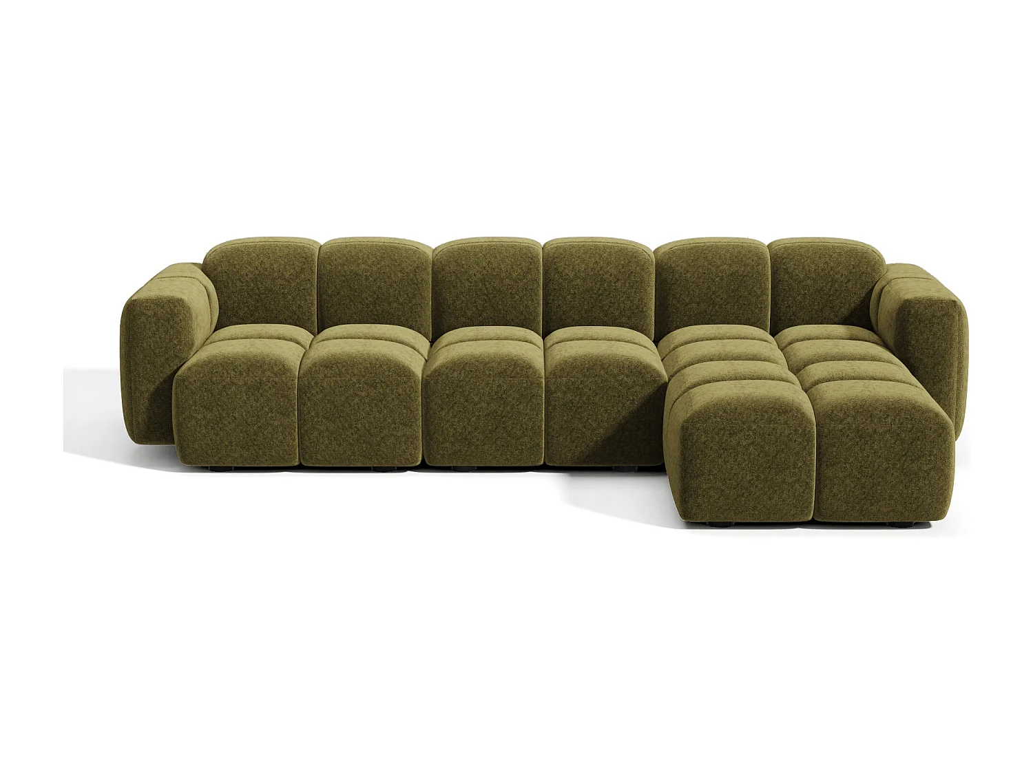 Canapé modulable 5-6 places MOSS en Velours texturé Vert vintage