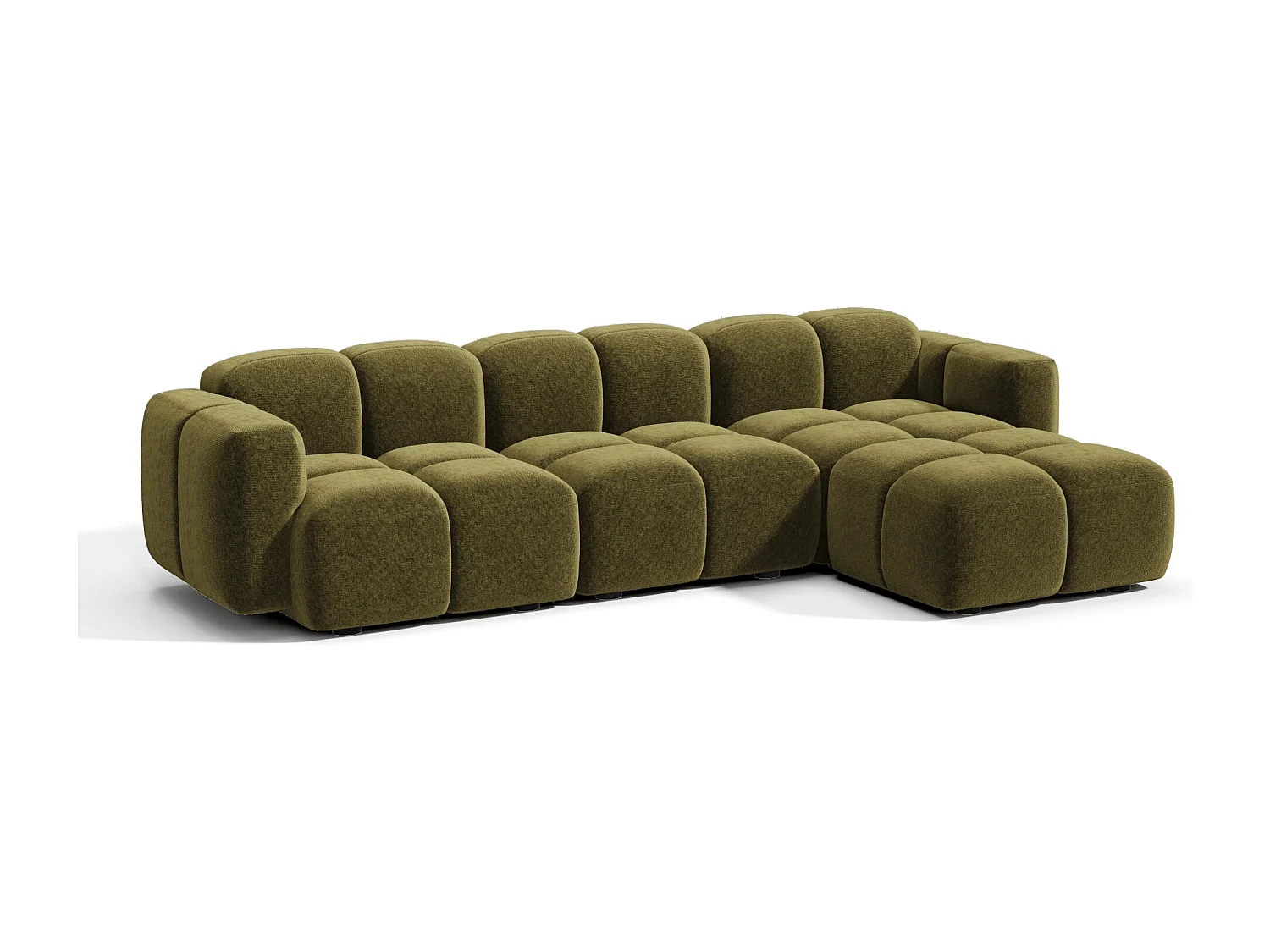 Canapé modulable 5-6 places MOSS en Velours texturé Vert vintage