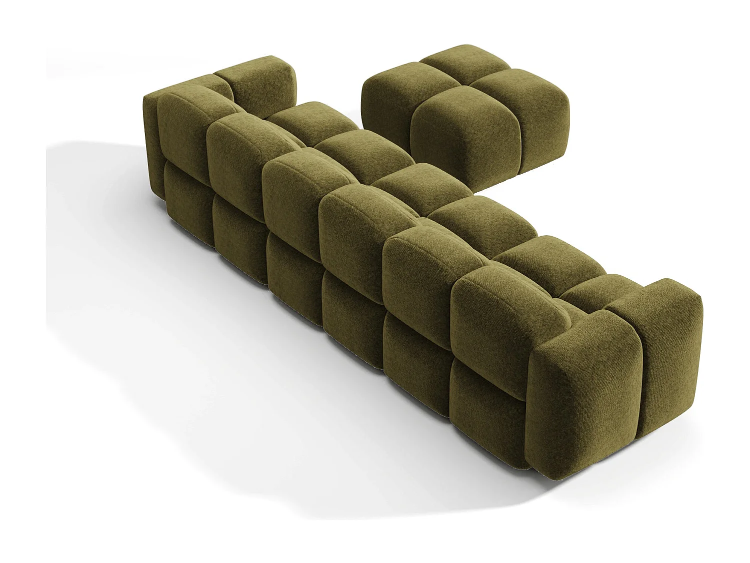 Canapé modulable 5-6 places MOSS en Velours texturé Vert vintage