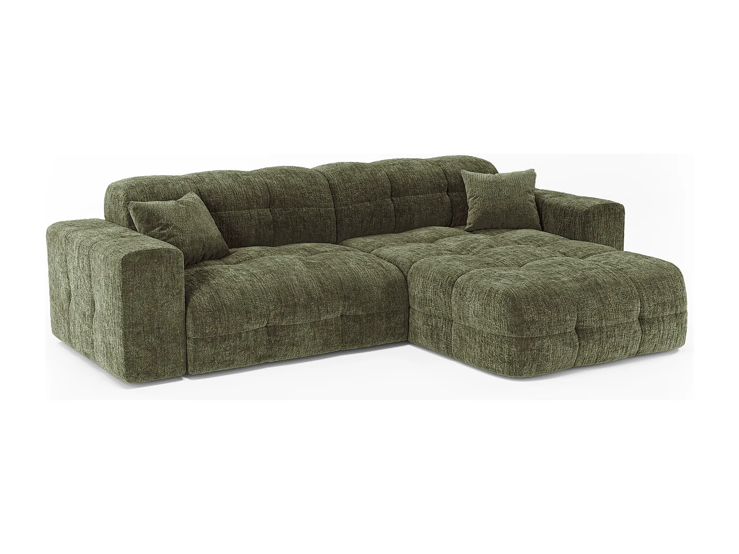 Canapé angle droit COCOON en Velours gaufré Vert vintage