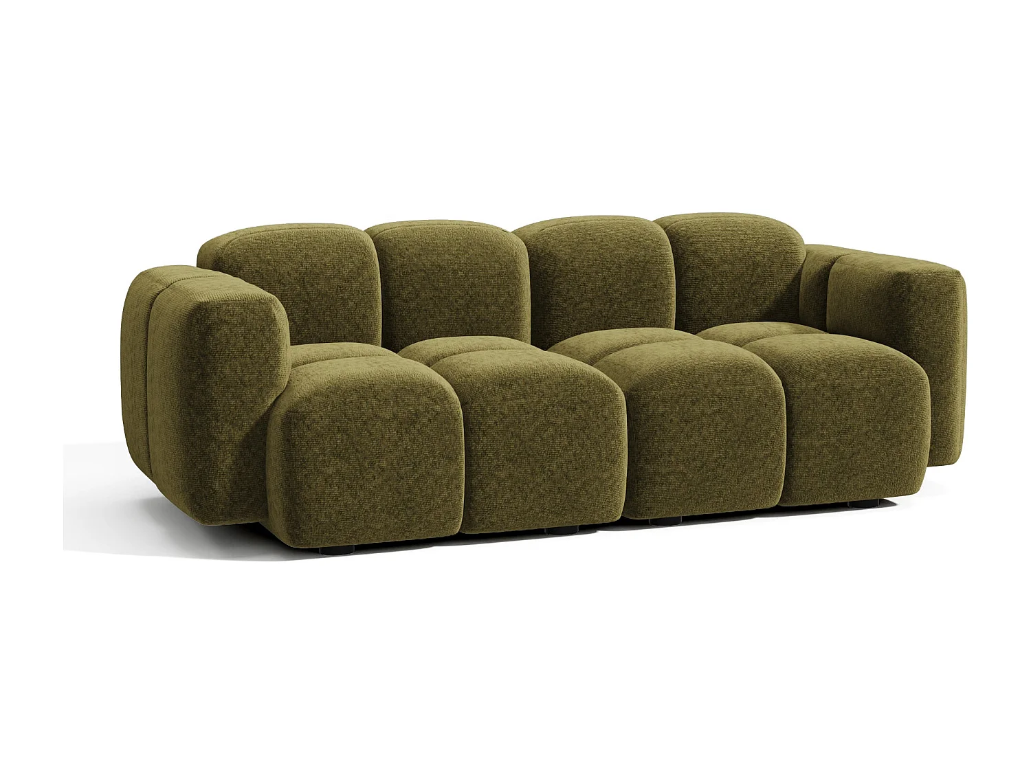 Canapé modulable 3 places MOSS en Velours texturé Vert vintage