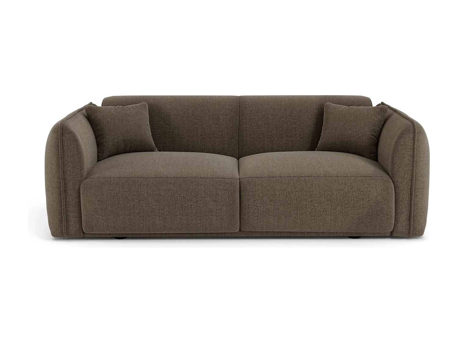 Canapé 3 places LUSH en Tissu tramé toucher doux  Marron glacé