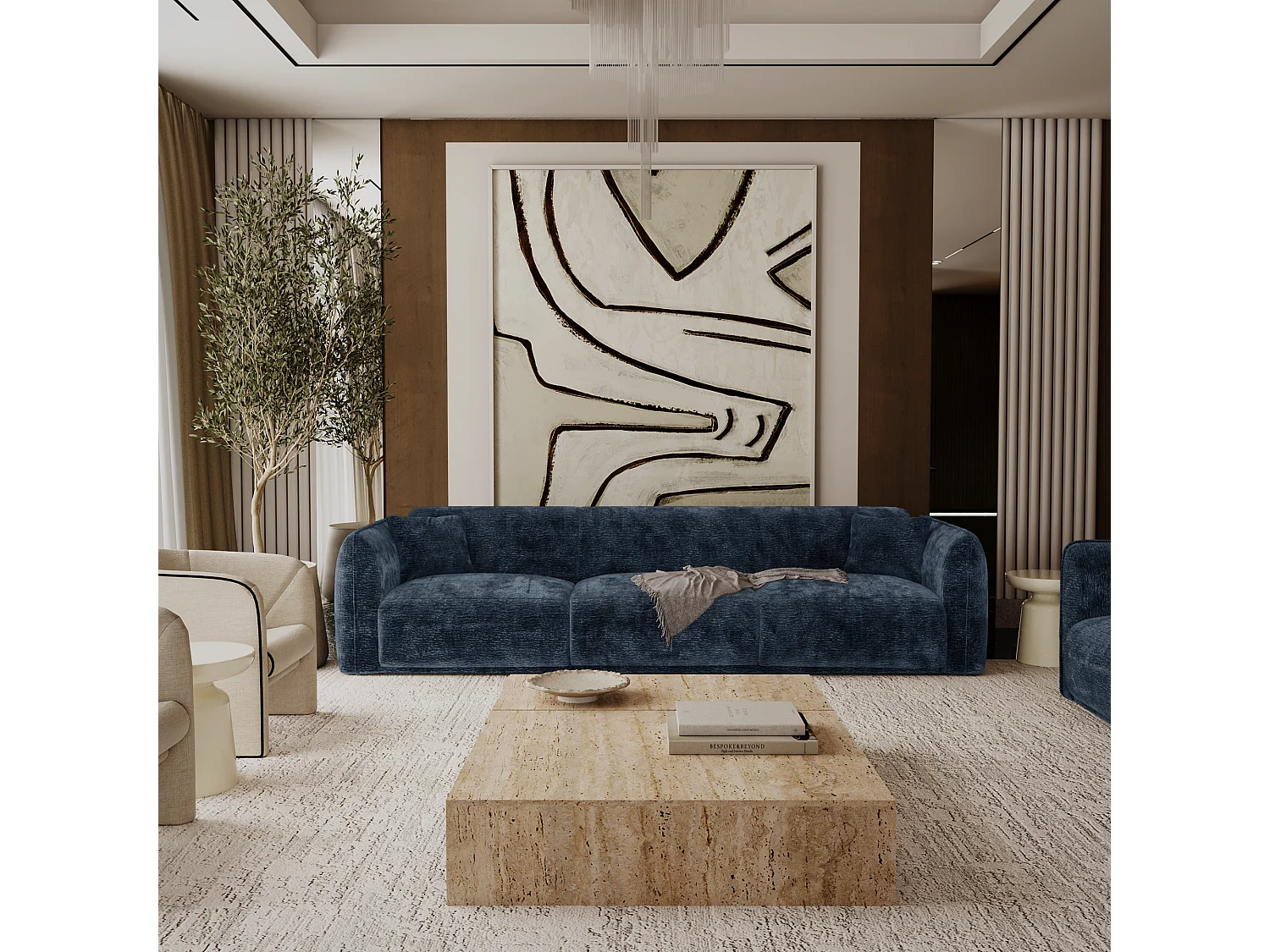 Canapé LUSH en Velours à motifs Bleu nuit