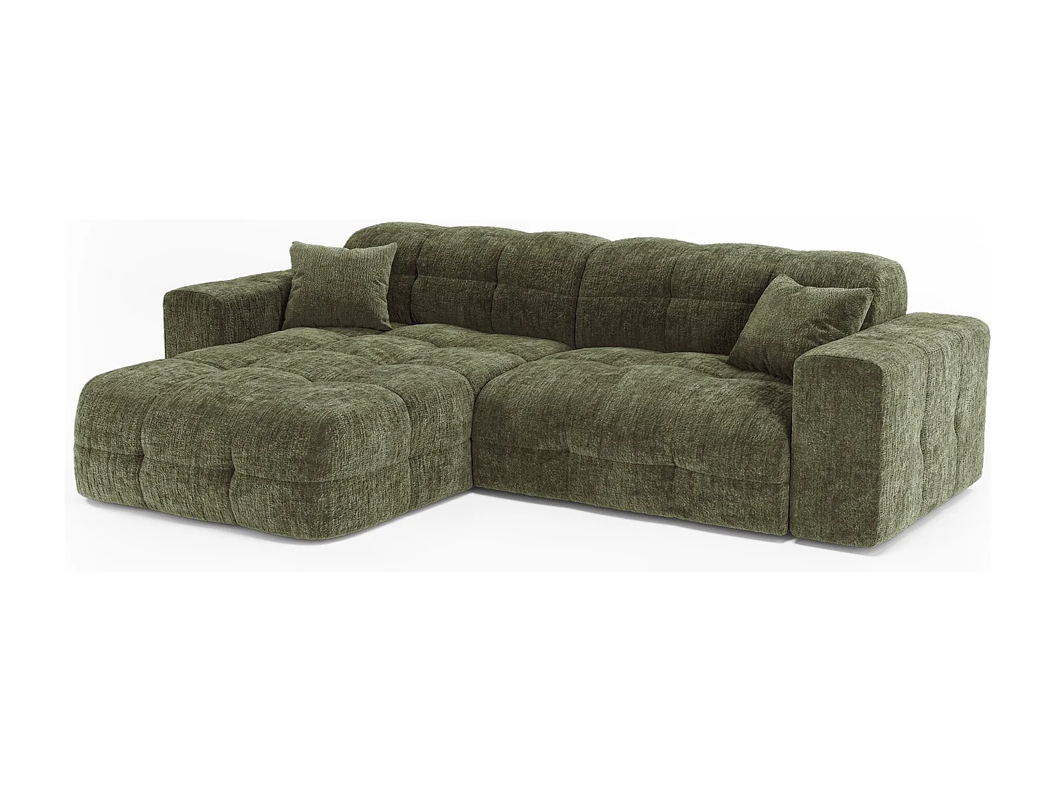 Canapé angle gauche COCOON en Velours gaufré Vert vintage