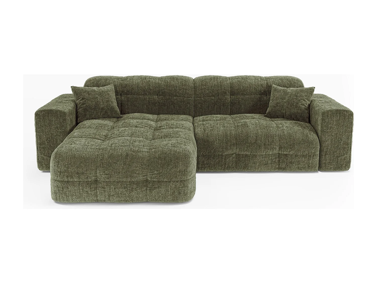 Canapé angle gauche COCOON en Velours gaufré Vert vintage