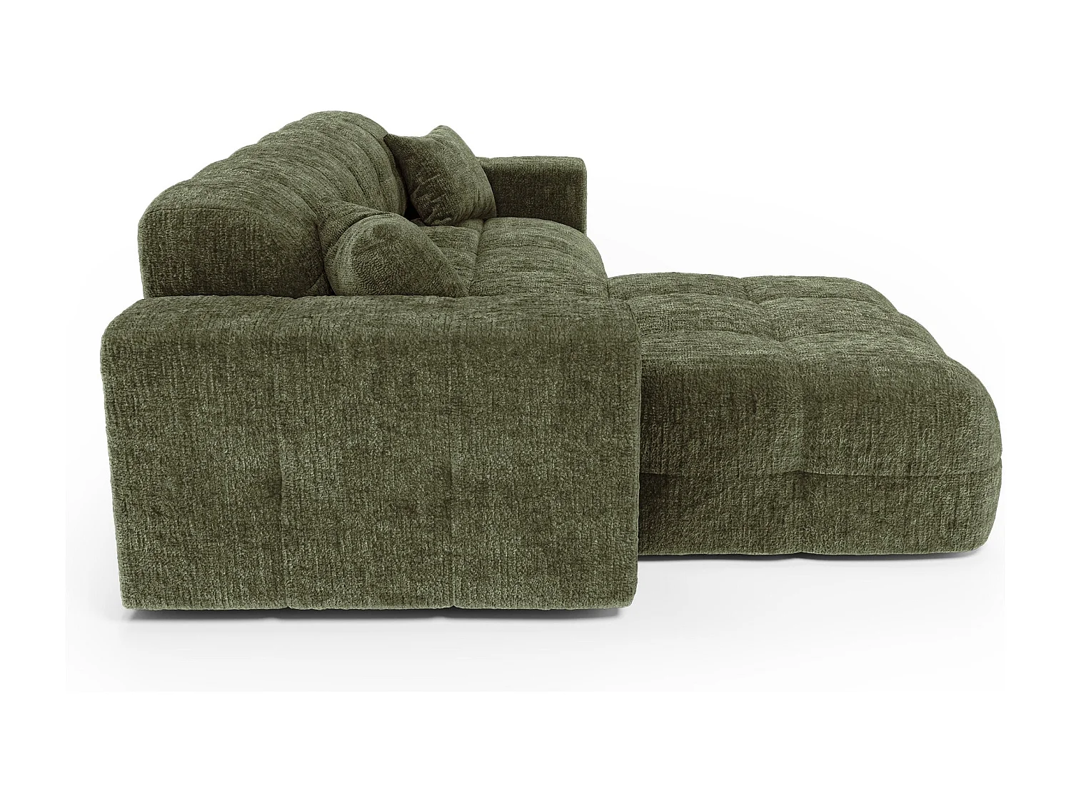 Canapé angle gauche COCOON en Velours gaufré Vert vintage