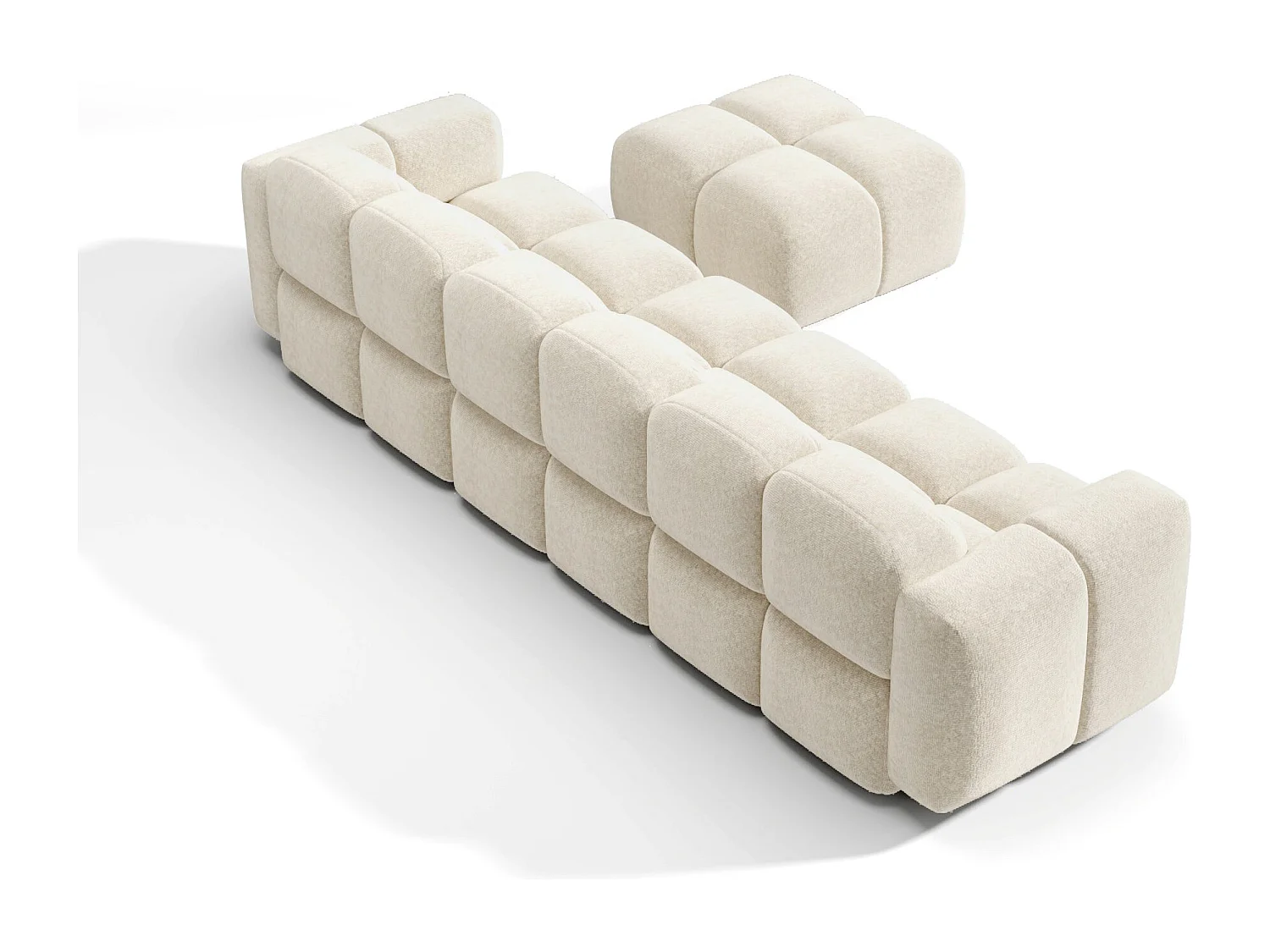 Canapé modulable 4-5 places MOSS en Velours texturé Beige