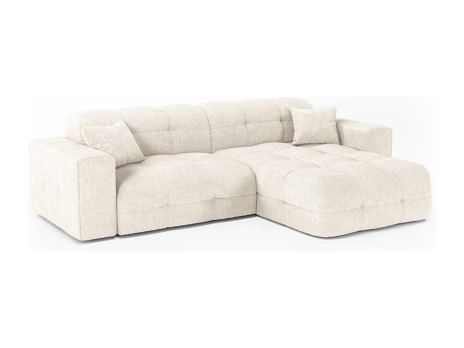 Canapé angle droit COCOON en Velours gaufré Crème