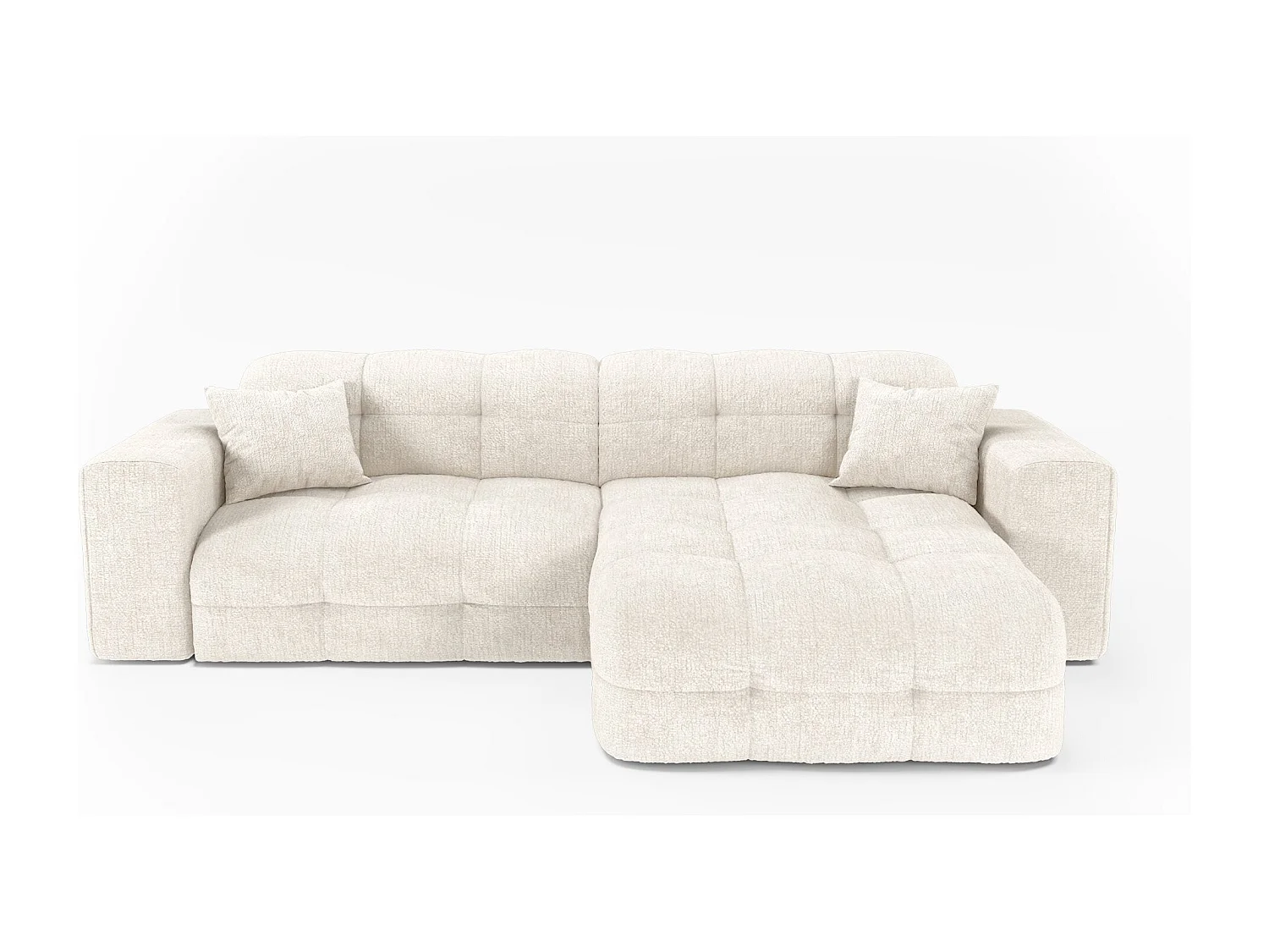 Canapé angle droit COCOON en Velours gaufré Crème