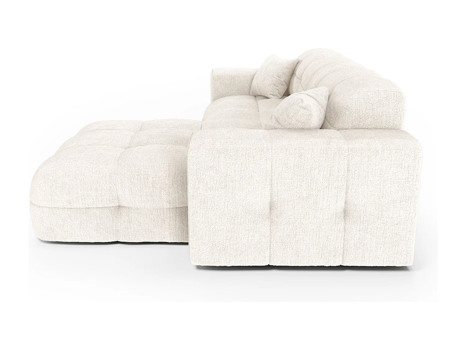 Canapé angle droit COCOON en Velours gaufré Crème