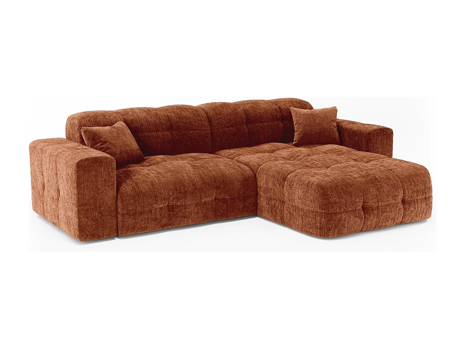 Canapé angle droit COCOON en Velours gaufré Terracotta