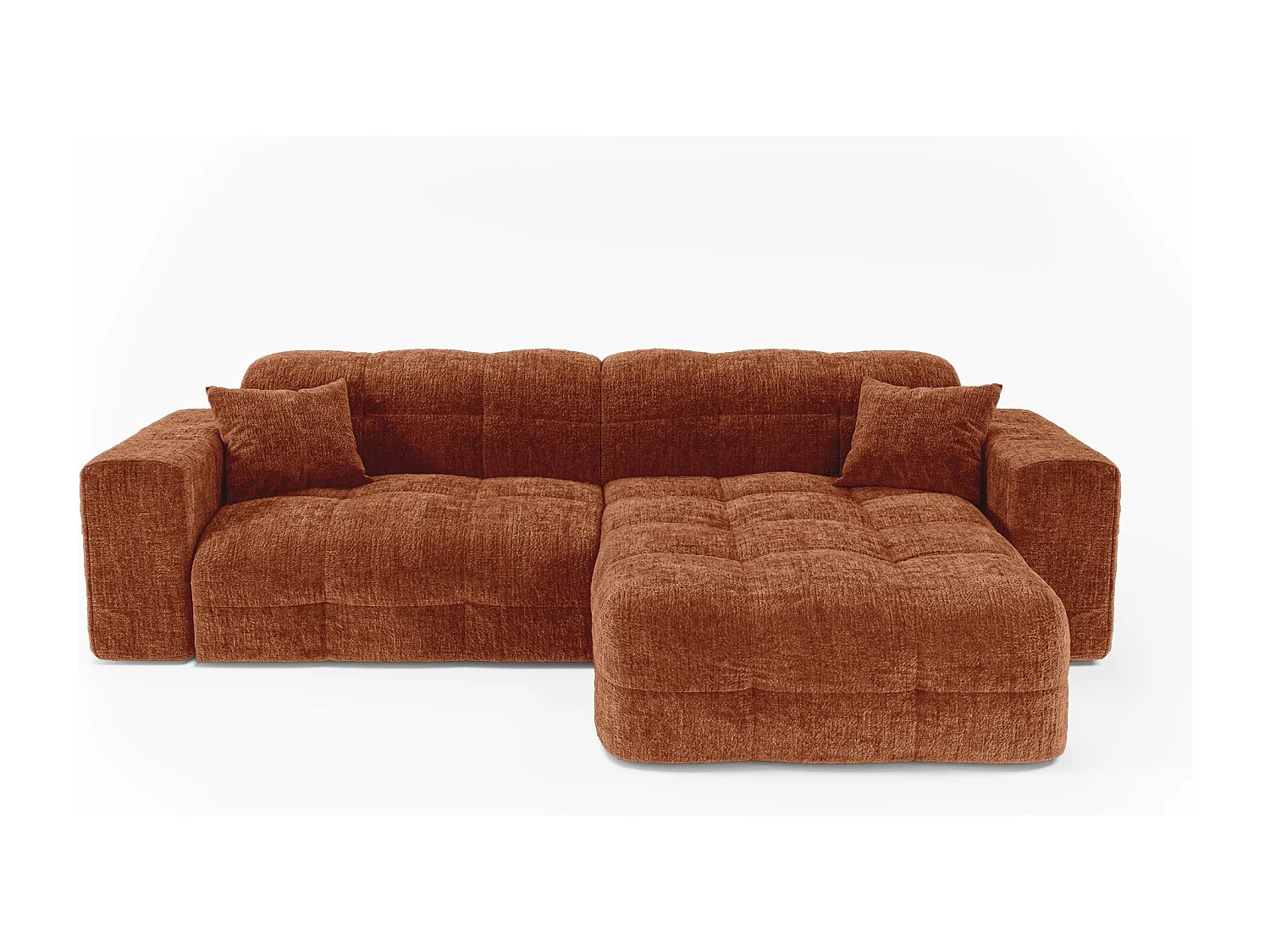 Canapé angle droit COCOON en Velours gaufré Terracotta