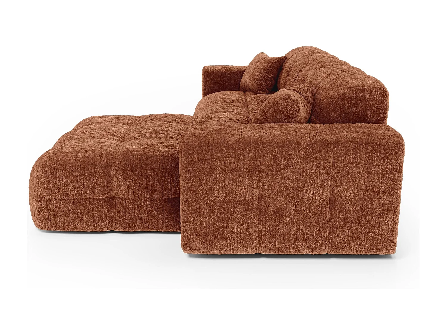 Canapé angle droit COCOON en Velours gaufré Terracotta