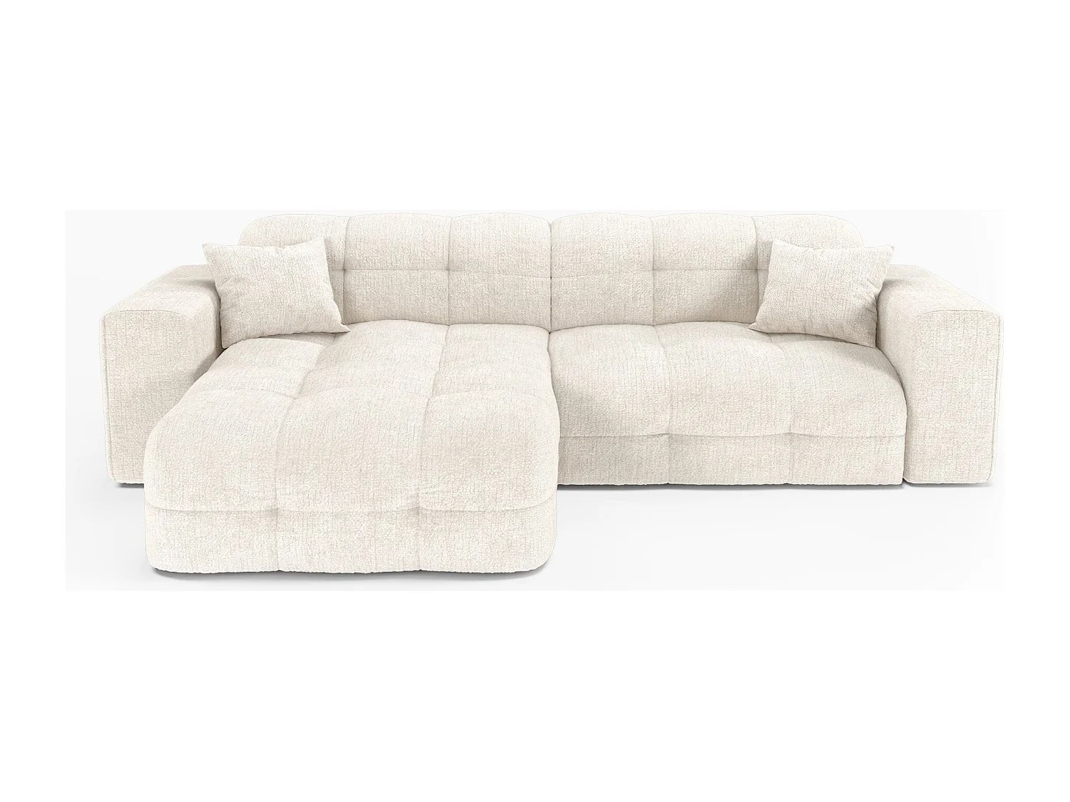 Canapé angle gauche COCOON en Velours gaufré Crème