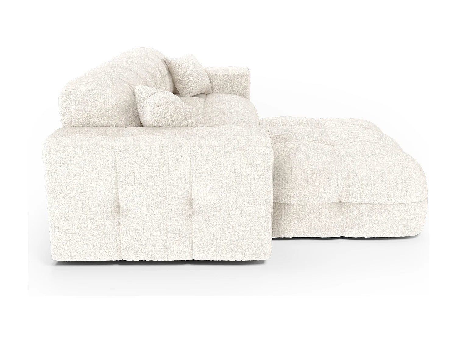 Canapé angle gauche COCOON en Velours gaufré Crème