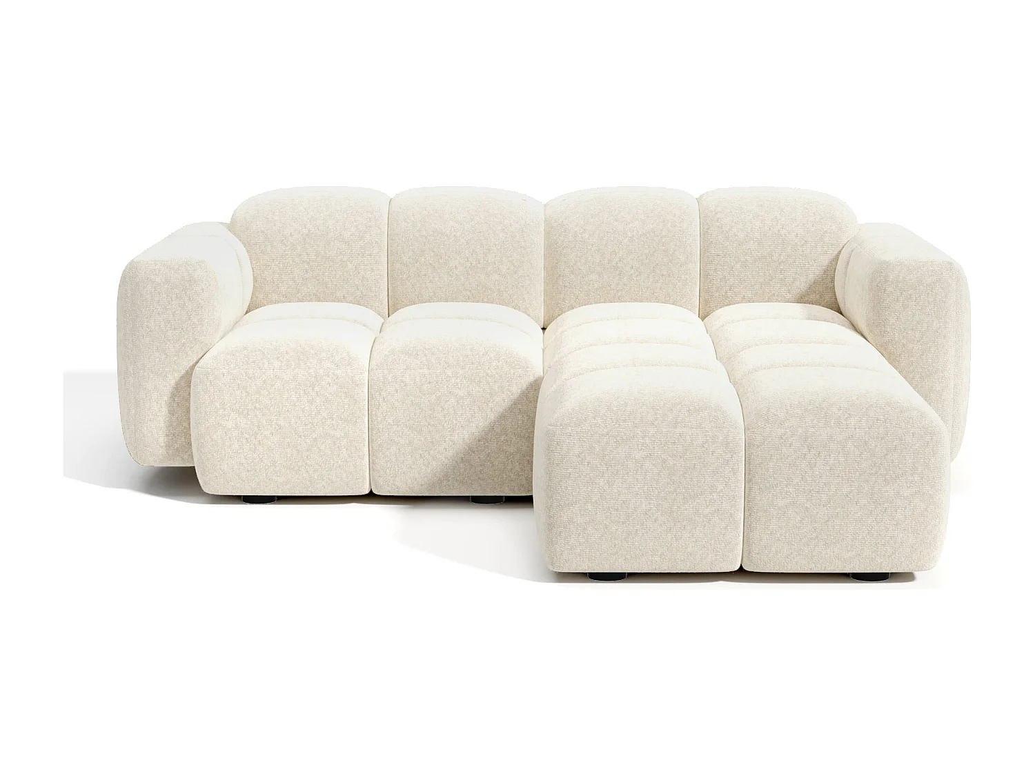 Canapé modulable 4 places MOSS en Velours texturé Beige