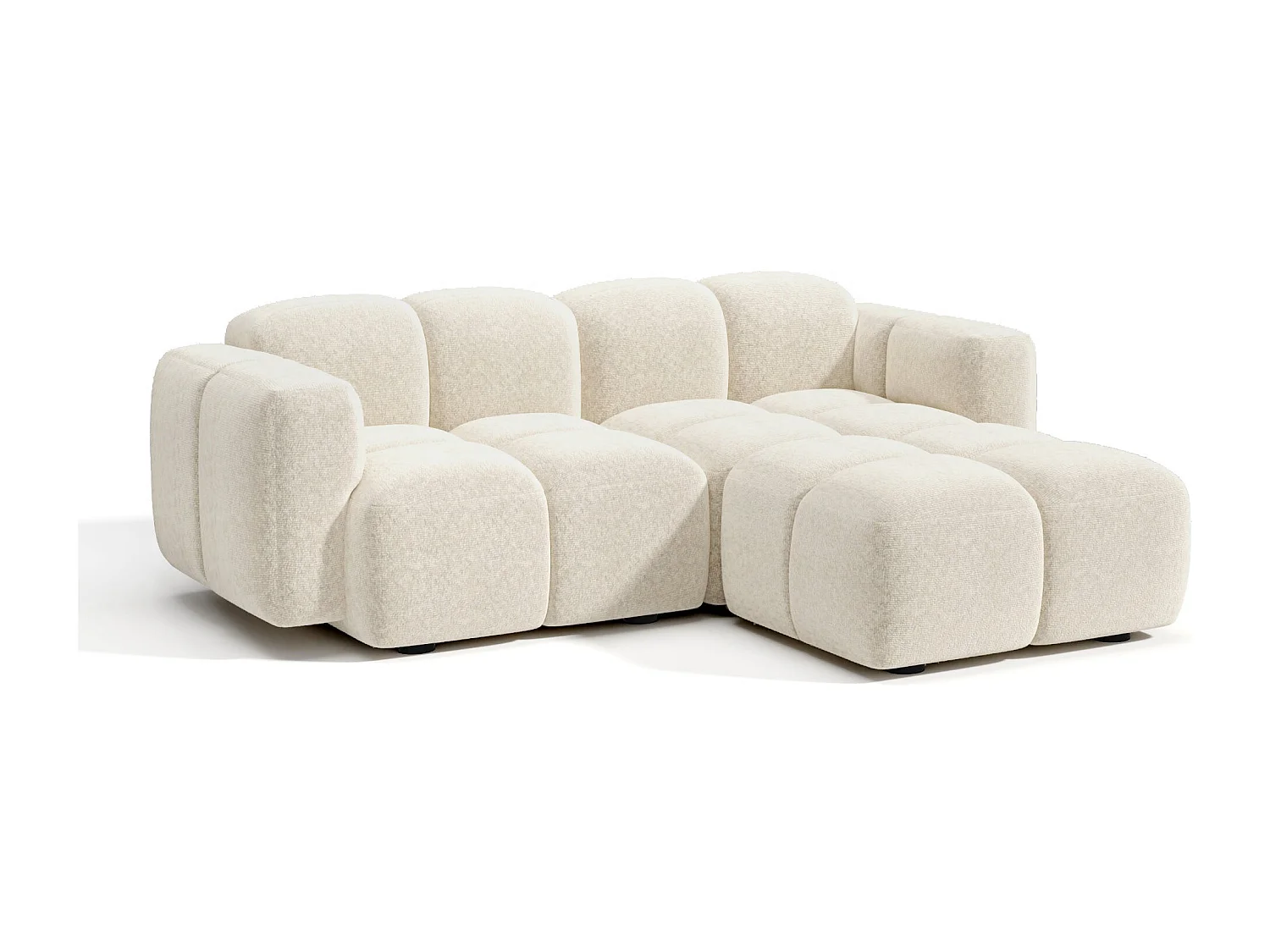 Canapé modulable 4 places MOSS en Velours texturé Beige