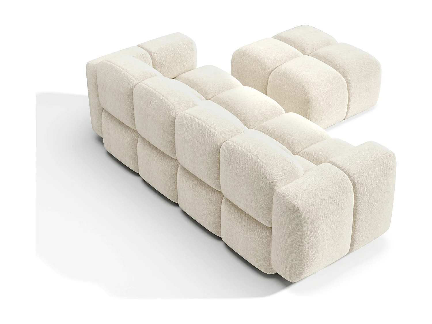 Canapé modulable 4 places MOSS en Velours texturé Beige