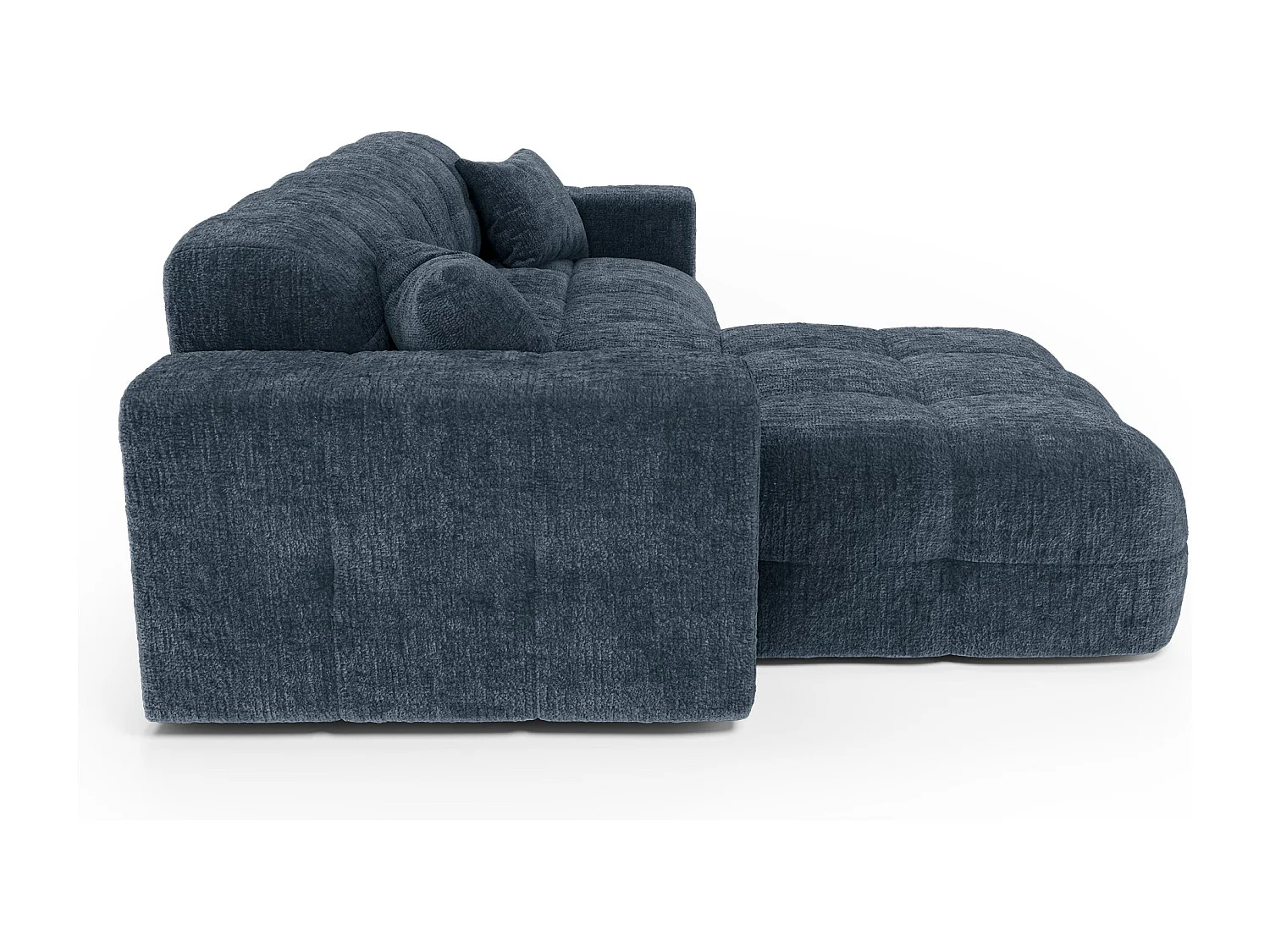 Canapé angle gauche COCOON en Velours gaufré Bleu minéral