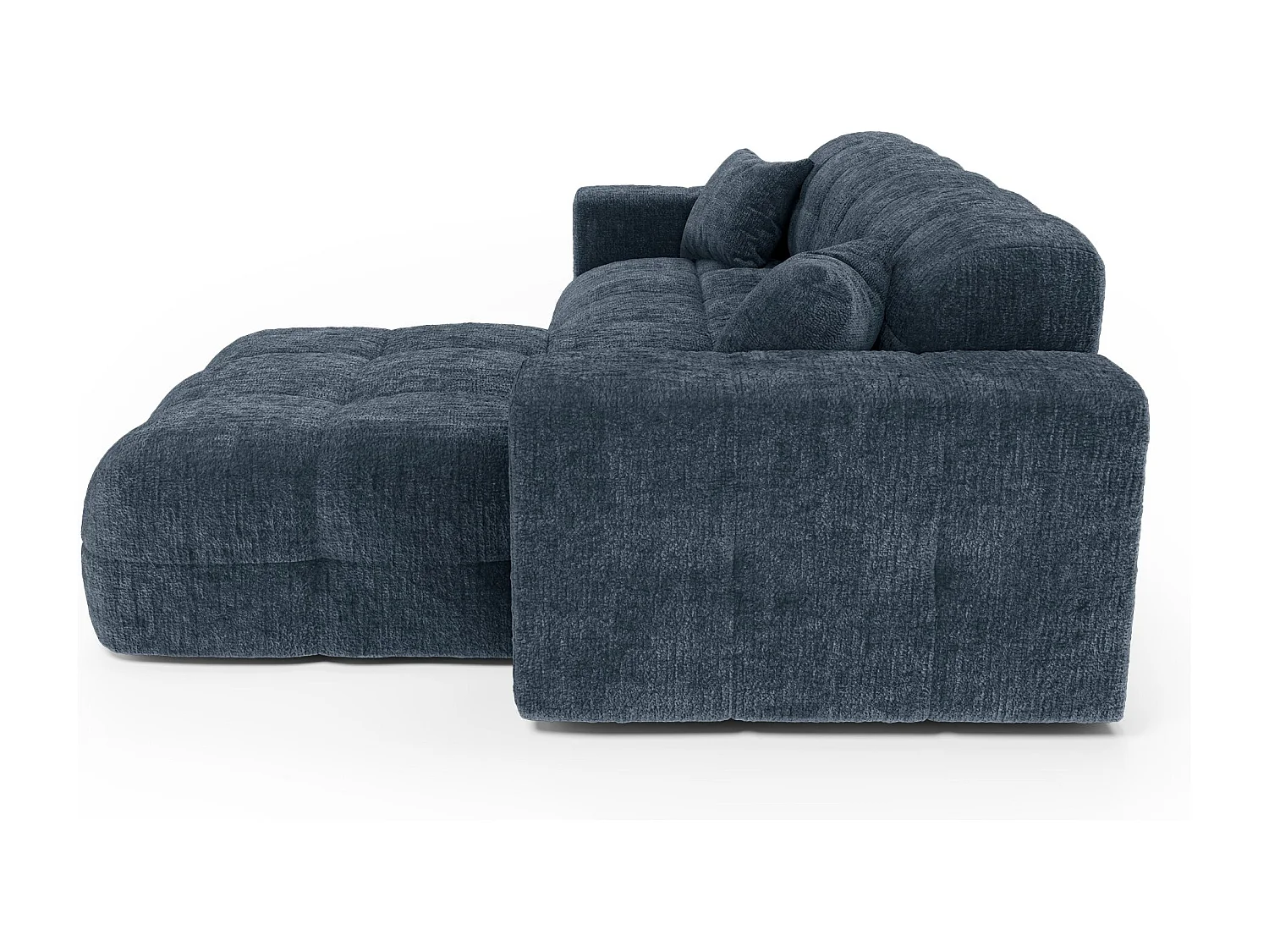 Canapé angle droit COCOON en Velours gaufré Bleu minéral