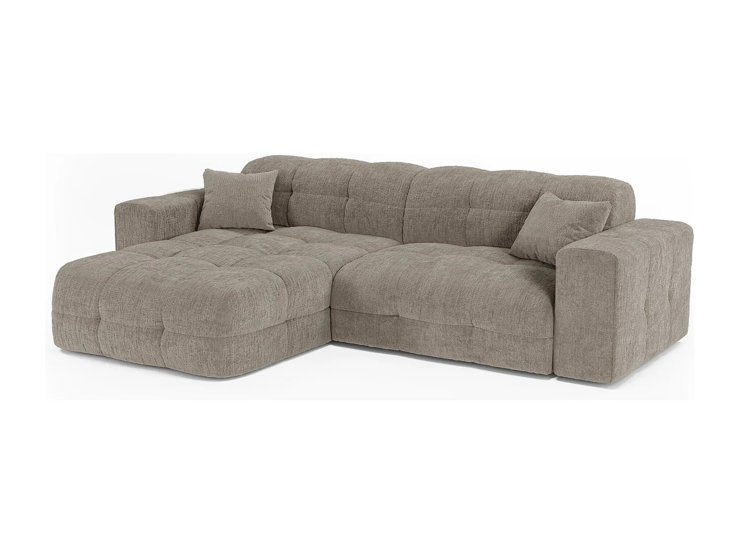 Canapé angle gauche COCOON en Velours gaufré Taupe