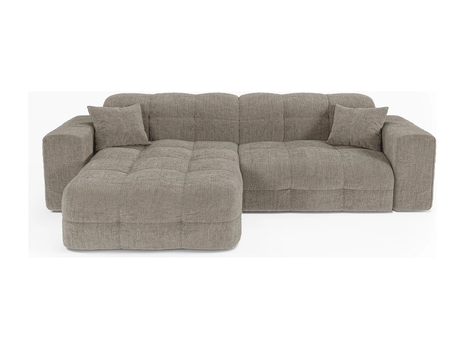 Canapé angle gauche COCOON en Velours gaufré Taupe