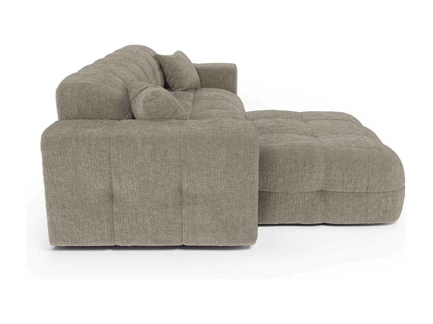 Canapé angle gauche COCOON en Velours gaufré Taupe