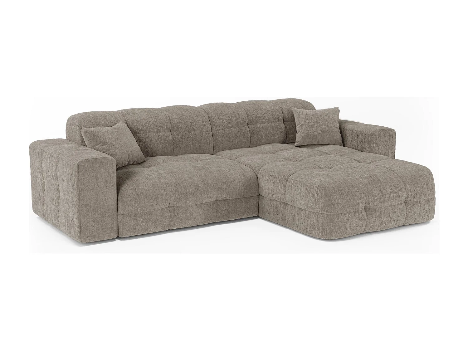 Canapé angle droit COCOON en Velours gaufré Taupe