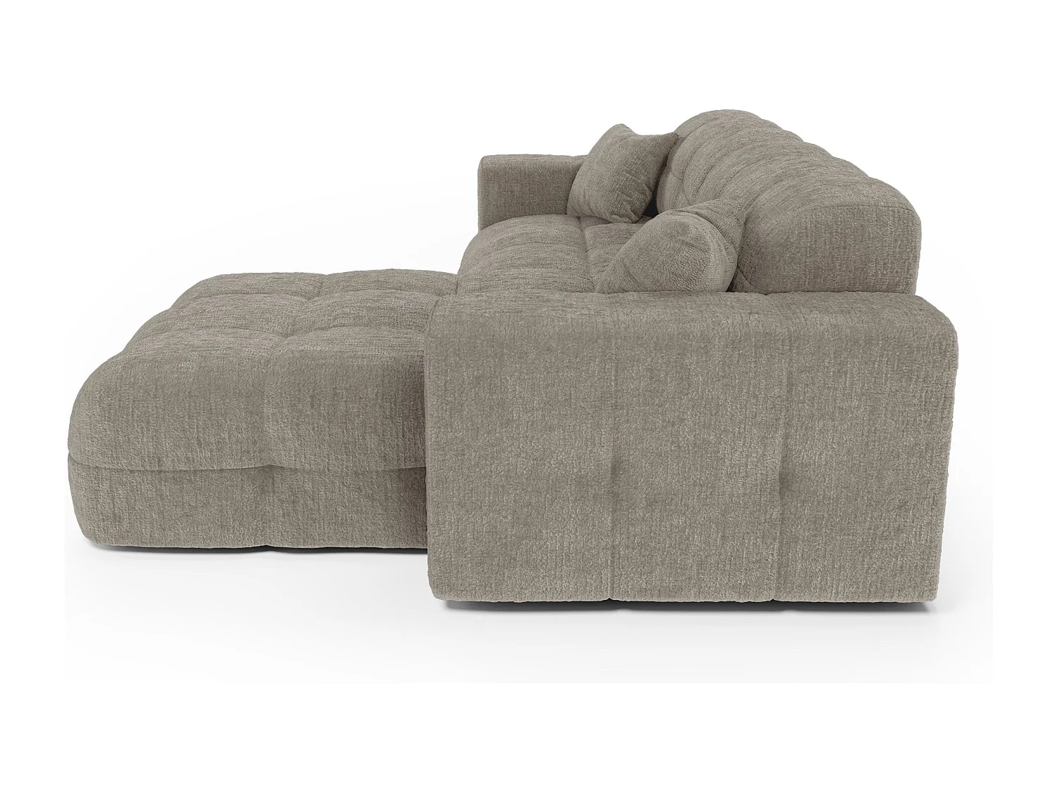 Canapé angle droit COCOON en Velours gaufré Taupe