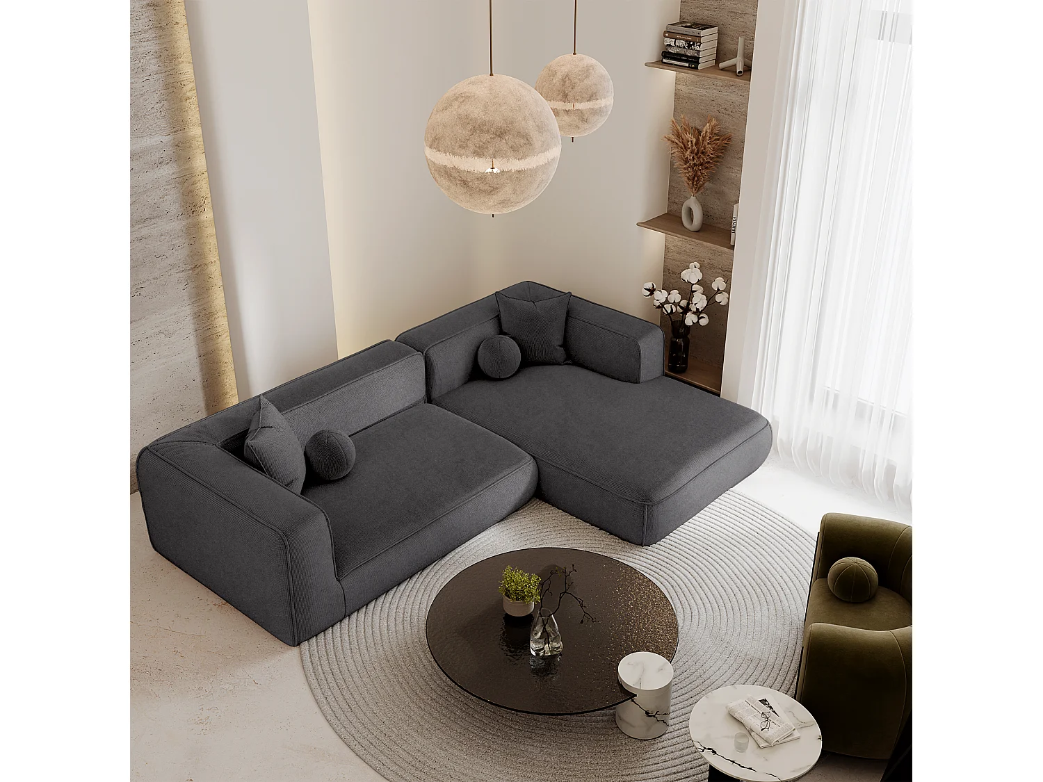 Canapé d'angle droit SOFIA