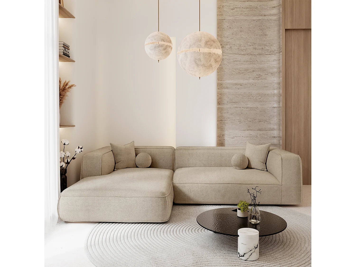 Canapé d'angle gauche SOFIA en Tissu tramé