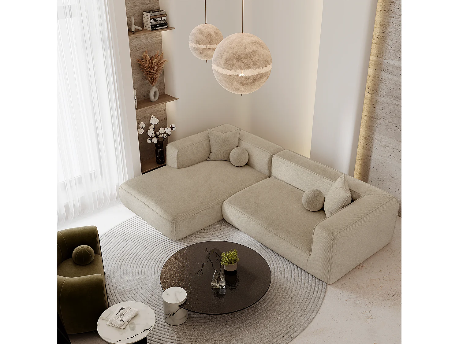 Canapé d'angle gauche SOFIA en Tissu tramé