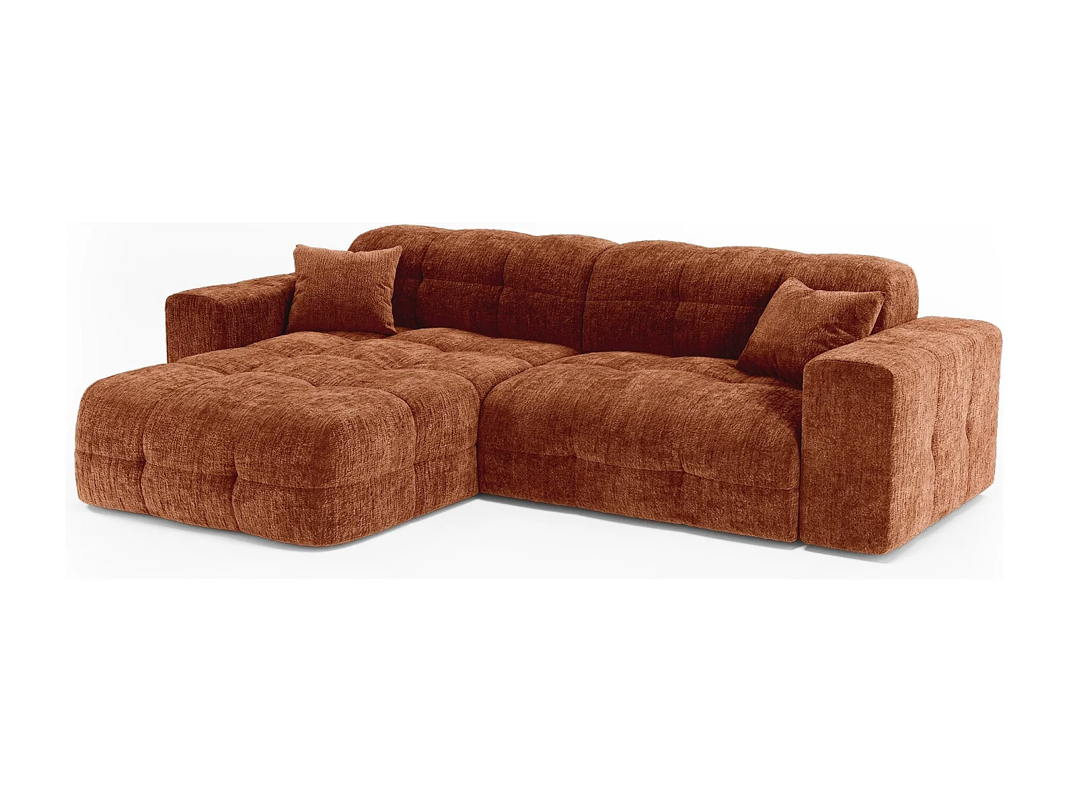 Canapé angle gauche COCOON en Velours gaufré Terracotta