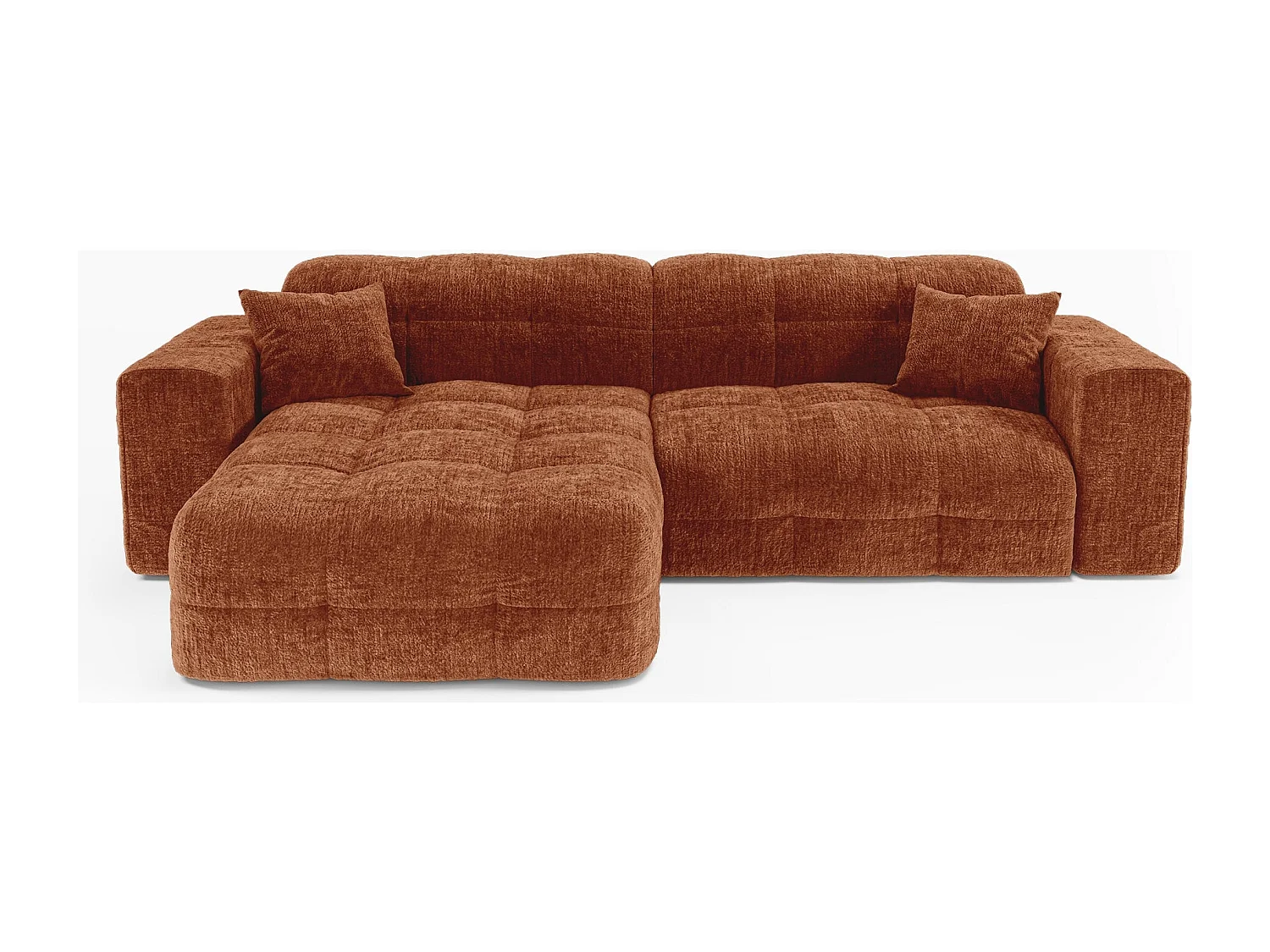 Canapé angle gauche COCOON en Velours gaufré Terracotta