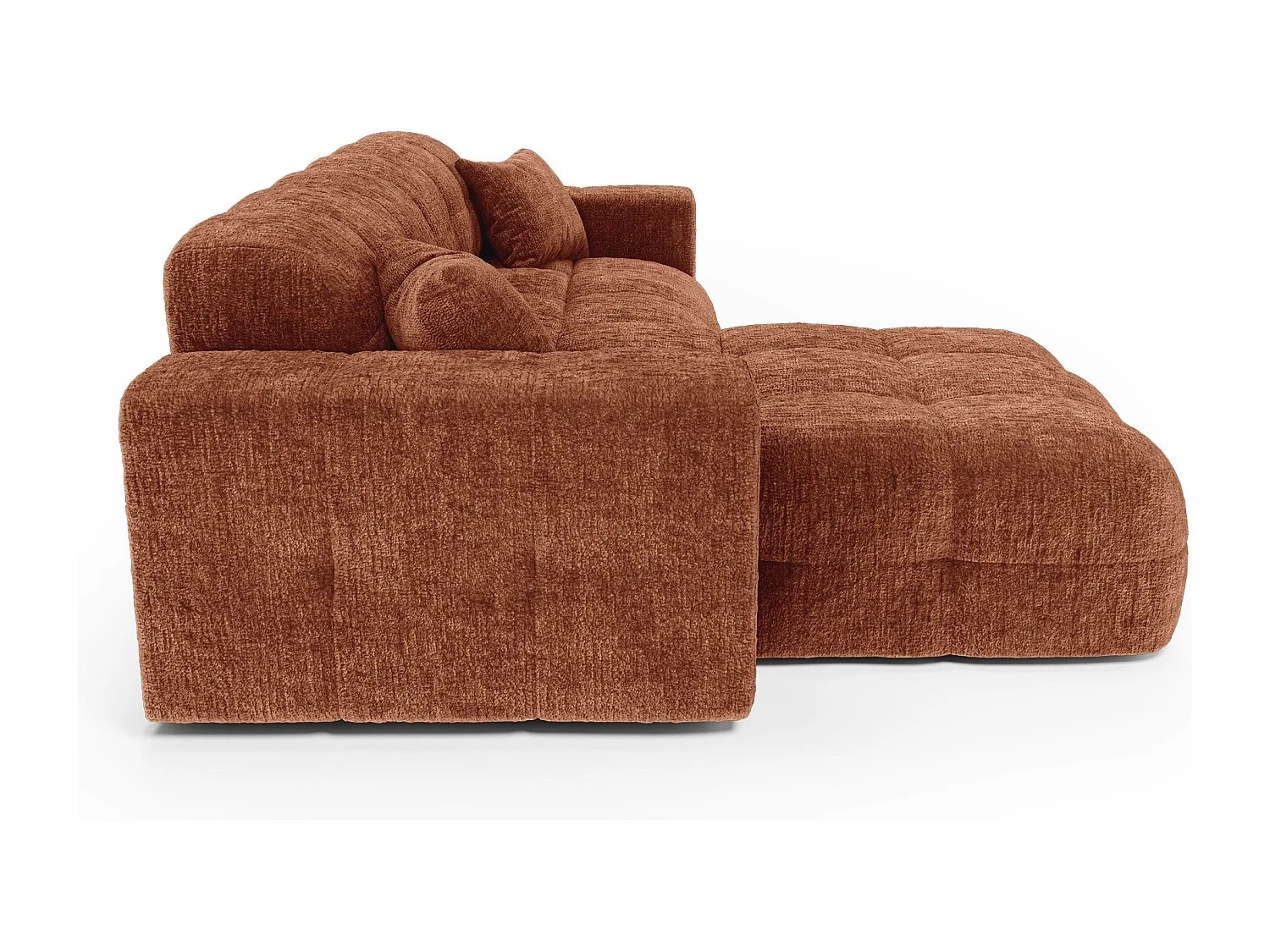 Canapé angle gauche COCOON en Velours gaufré Terracotta