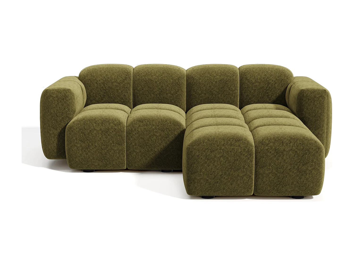 Canapé modulable 4 places MOSS en Velours texturé Vert vintage