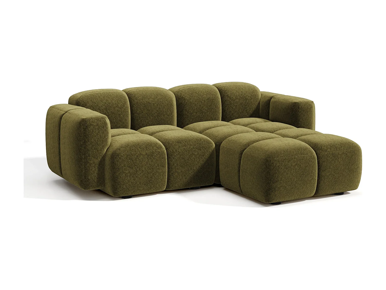 Canapé modulable 4 places MOSS en Velours texturé Vert vintage