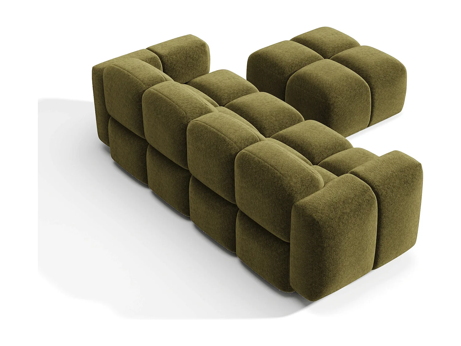 Canapé modulable 4 places MOSS en Velours texturé Vert vintage