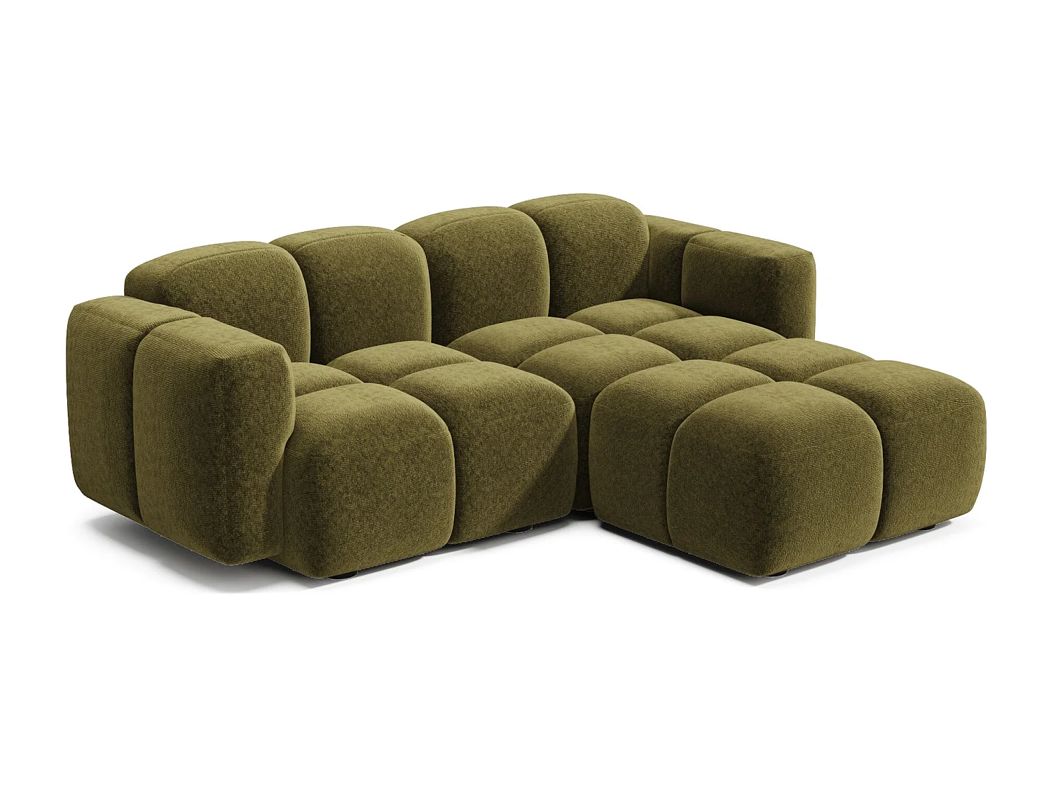 Canapé modulable 4 places MOSS en Velours texturé Vert vintage