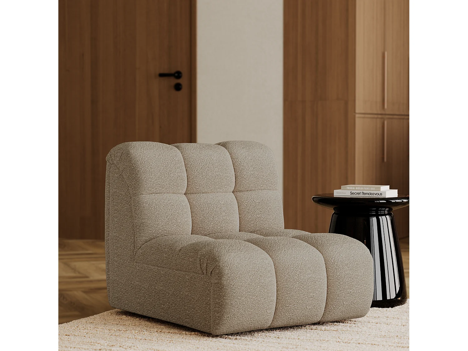 Fauteuil pivotant modulable SEVEN en Tissu bouclette Taupe
