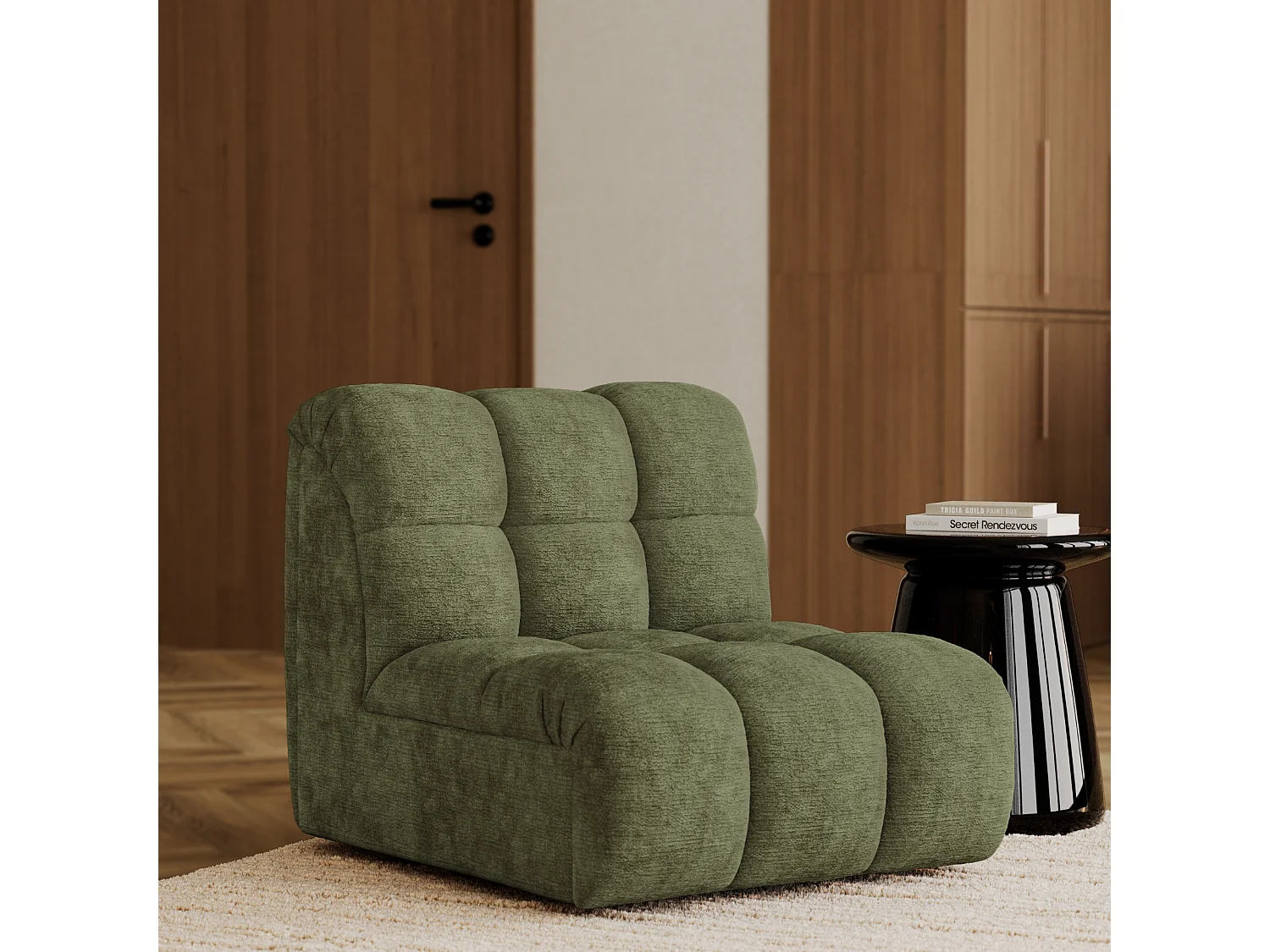 Fauteuil pivotant modulable SEVEN en Velours gaufré Vert vintage