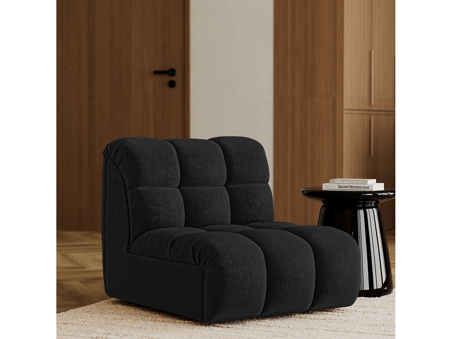Fauteuil pivotant modulable SEVEN en Velours Noir