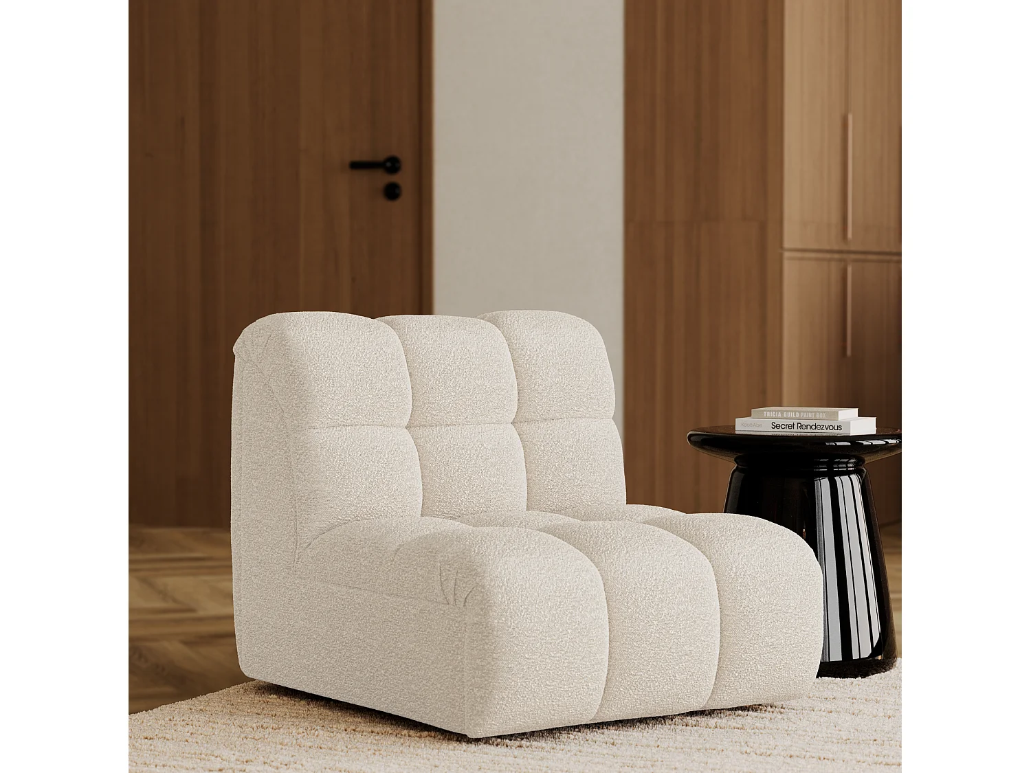 Fauteuil pivotant modulable SEVEN en Tissu bouclette Crème