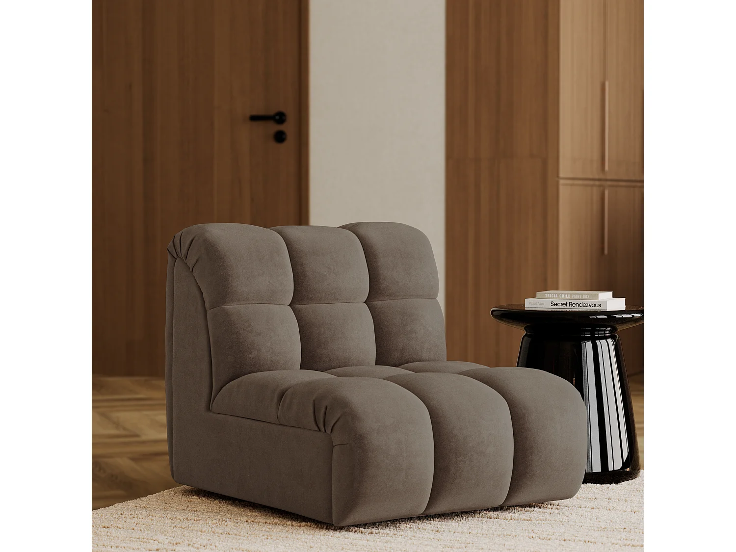 Fauteuil pivotant modulable SEVEN en Velours Marron glacé
