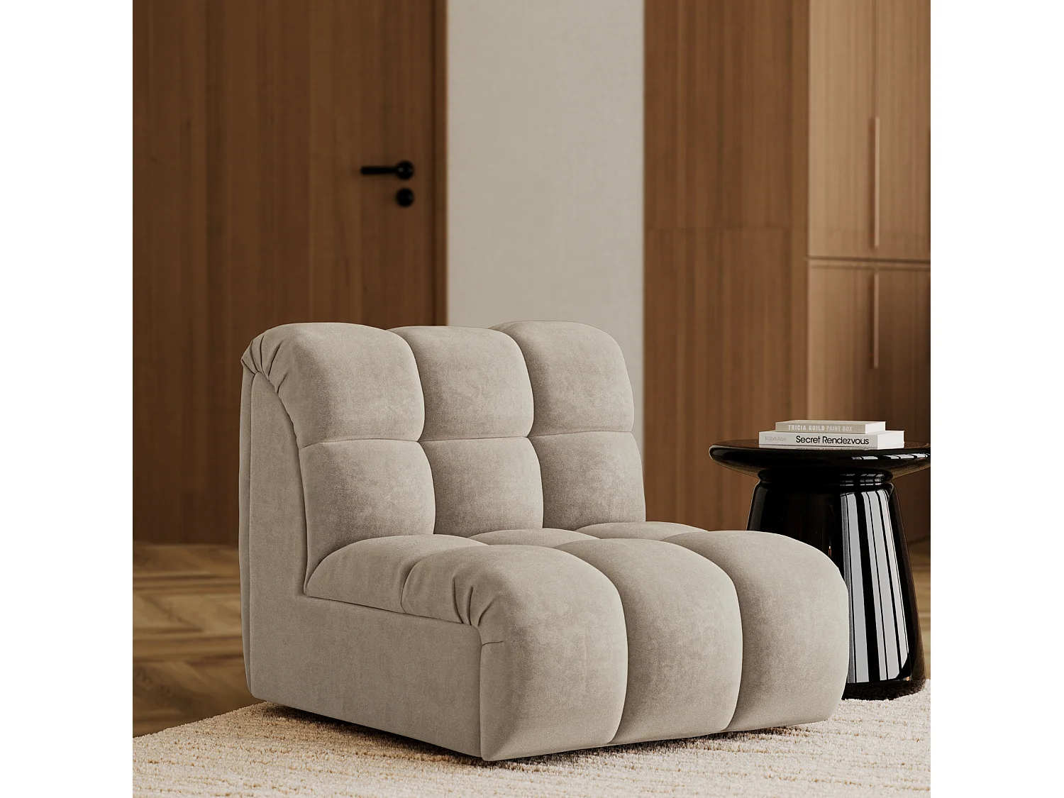 Fauteuil pivotant modulable SEVEN en Velours Taupe