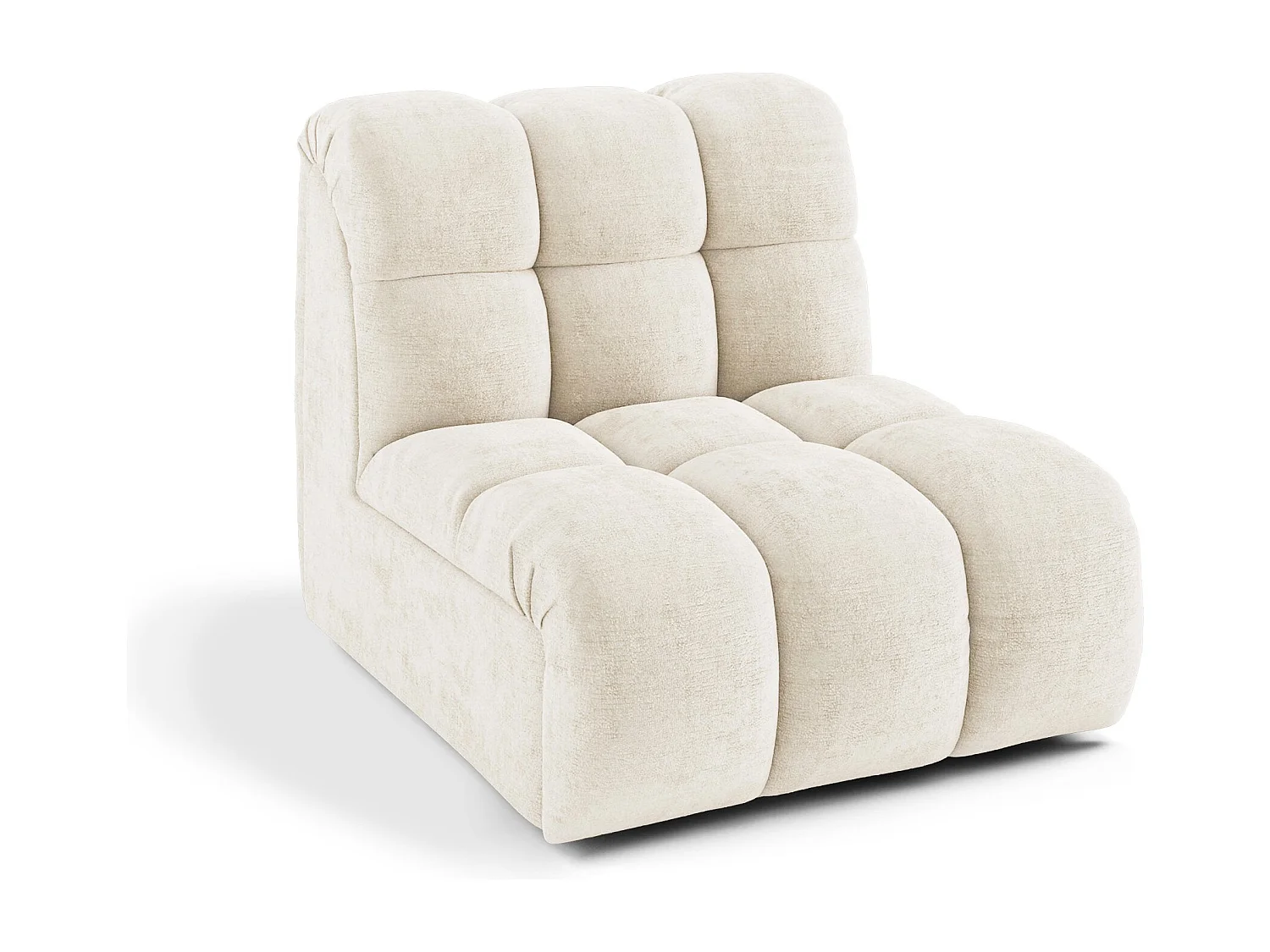 Fauteuil pivotant modulable SEVEN en Velours gaufré Crème