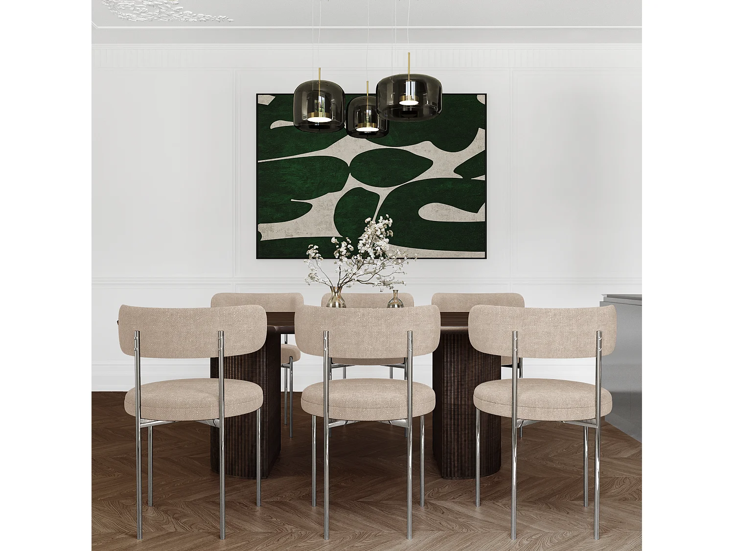 Lot de 2 chaises MUSE en Tissu tramé toucher doux Beige foncé