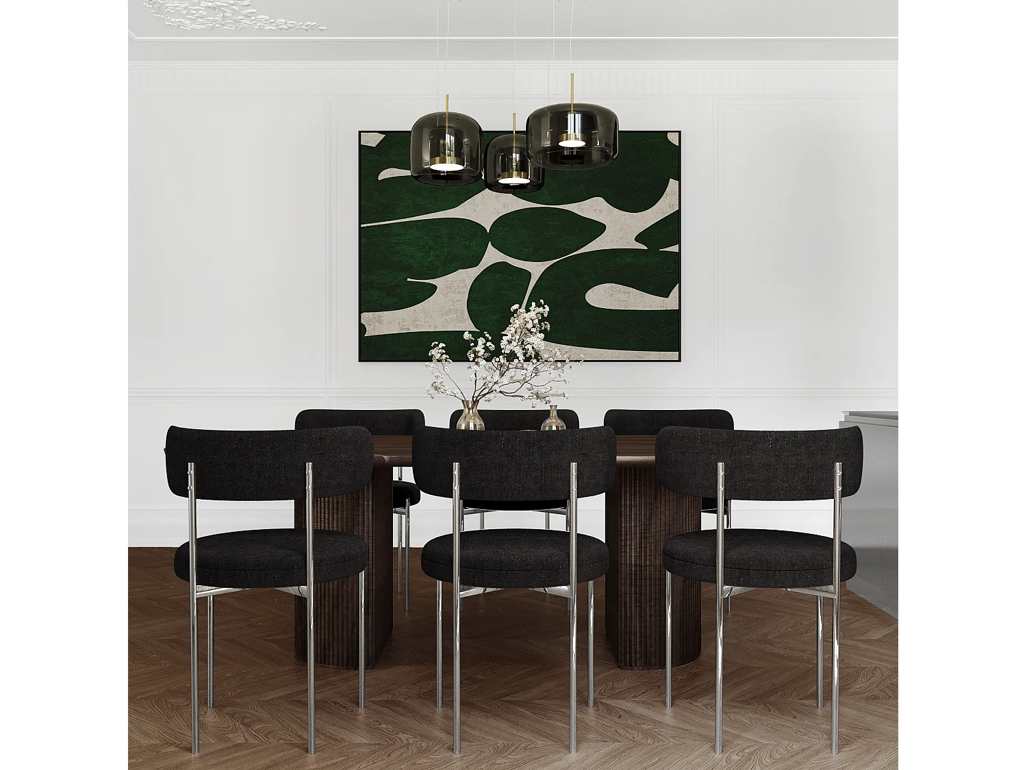 Lot de 2 chaises MUSE en Tissu tramé toucher doux Noir