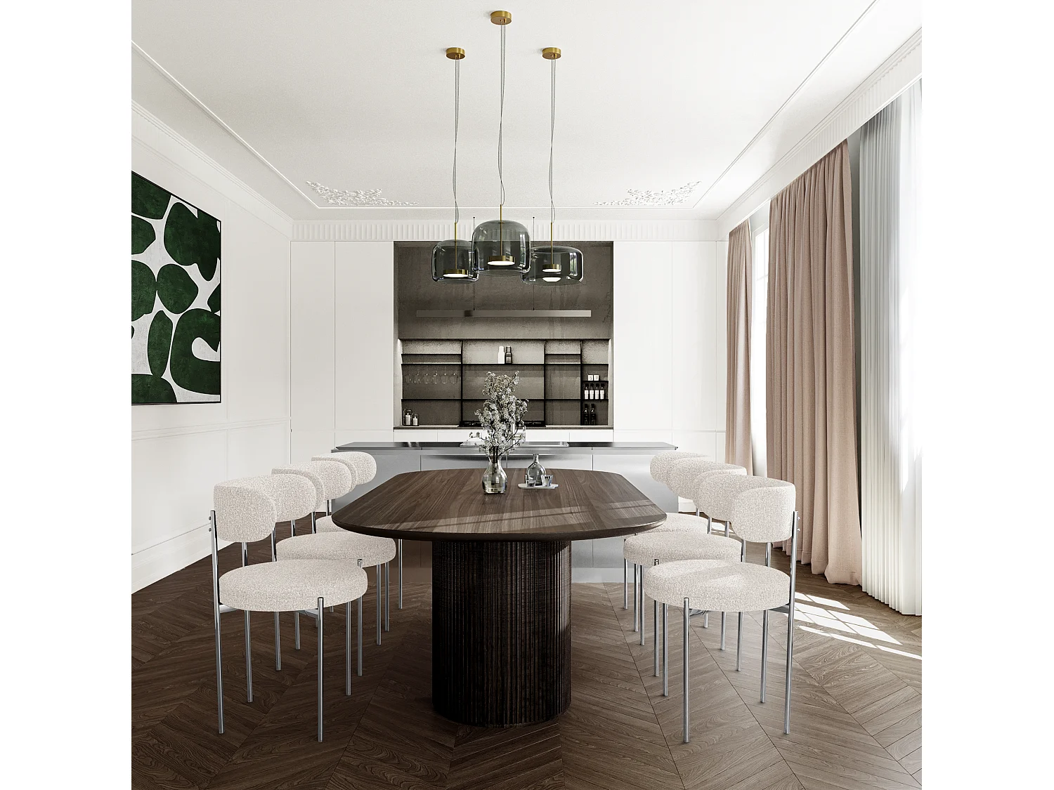 Lot de 2 chaises MUSE en Bouclette Crème