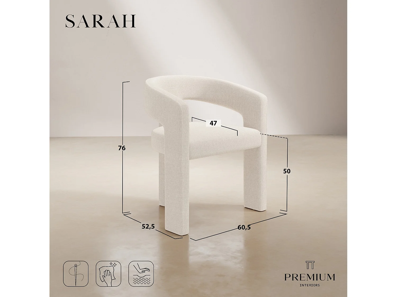 Lot de 2 fauteuils SARAH en Tissu tramé toucher doux Beige foncé